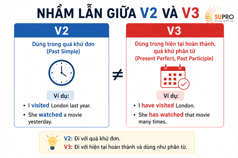 Nhầm lẫn giữa V2 và V3 là lỗi phổ biến nhất