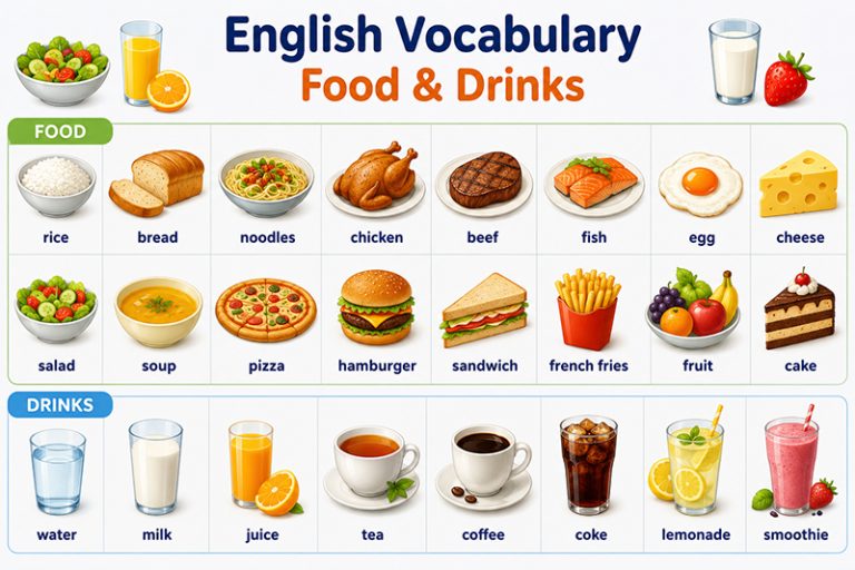 200+ từ vựng tiếng Anh về đồ ăn thức uống thông dụng (kèm phiên âm, nghĩa)