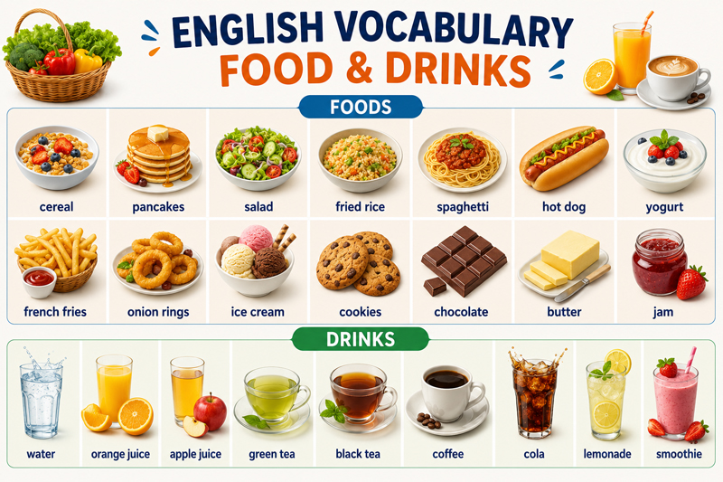 Làm bài tập từ vựng tiếng Anh về đồ ăn thức uống để dễ ghi nhớ